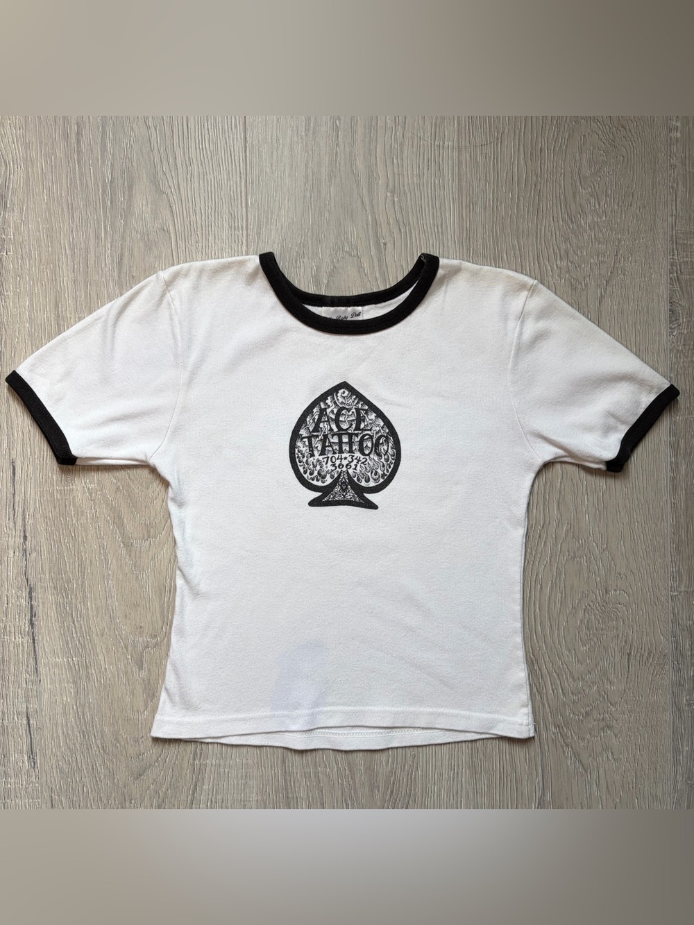 Jensen White & Black Ringer Tee with Spade Graphic